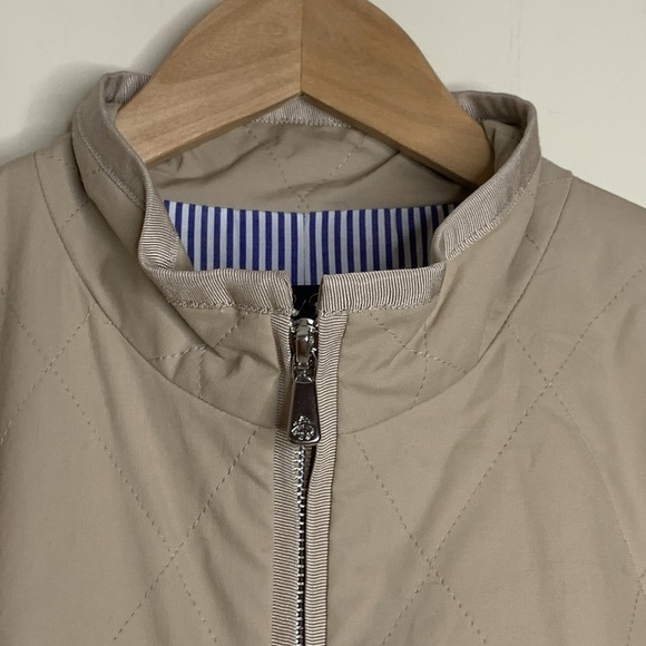 Brooks Brothers | Tan Khaki Diamond Stitch Quilted Double Zipper Jacket 6 - Picture 13 of 15